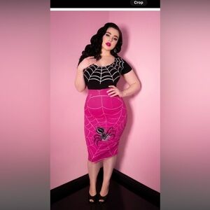 Pink Spider Web Pencil Skirt